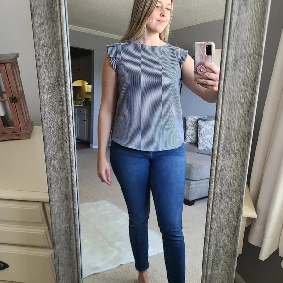 Montaeu Los Angeles Striped Blouce Blue & White - Picture 2 of 14